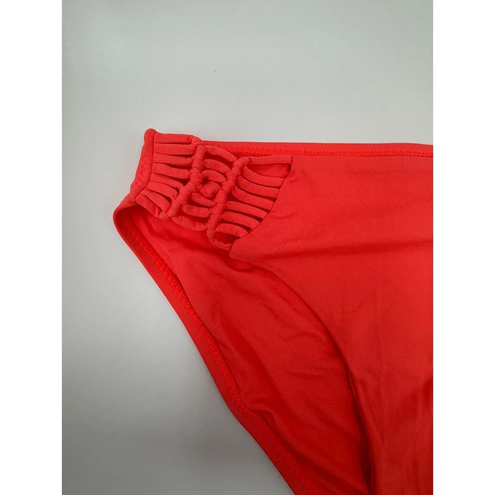 Becca by‎ Rebecca Virtue Hipster Bikini Bottom Women Large Coral Macrame  NEW